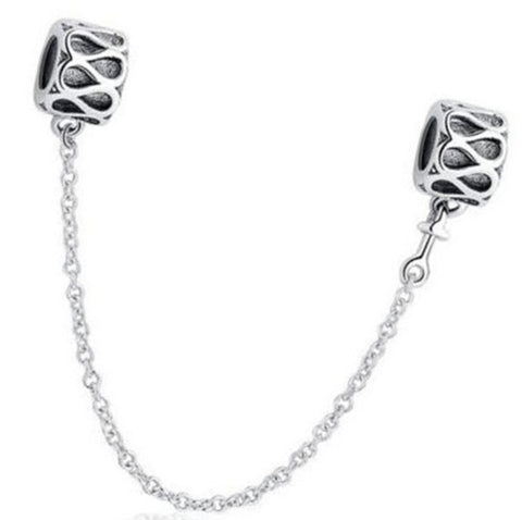 925 Sterling Silver Looped Linked Safety Chain Clip Charm
