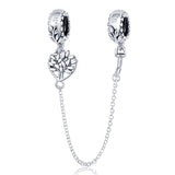 925 Sterling Silver Great Family Rooted Tree Safety Chain Charm
