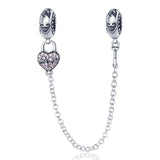 925 Sterling Silver Secret Locket Heart Safety Chain Charm