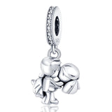 925 Sterling Silver The Wedding Couple Kiss Dangle Charm