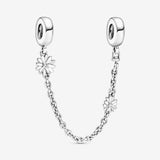 925 Sterling Silver Daisy Linked Safety Chain Clip Charm