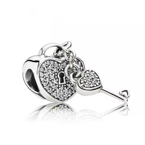 925 Sterling Silver Luxury Lockett Key Dangle Charm