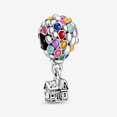 925 Sterling Silver Colorful Balloon House Dangle Charm