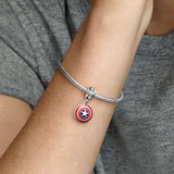 925 Sterling Silver American Hero Dangle Shield Charm