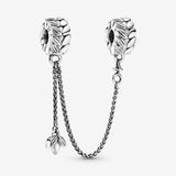 925 Sterling Silver Leaf Linked Safety Chain Clip Charm