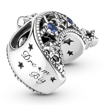 925 Sterling Silver Blue Star Quarter Moon Charm