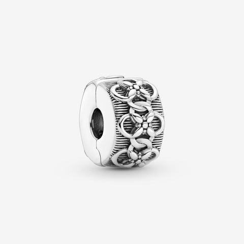 925 Sterling Silver Flower Linked Chain Clip Charm