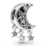 925 Sterling Silver Blue Star Quarter Moon Charm