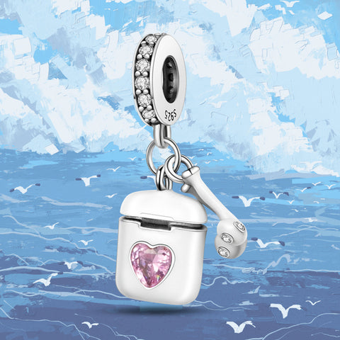 925 Sterling Silver Luxury Earbuds Dangle Charm