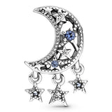 925 Sterling Silver Blue Star Quarter Moon Charm