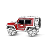 925 Sterling Silver Luxury Red Beep Jeep Charm