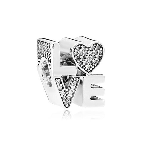 925 Sterling Silver Luxury Letter Word LOVE Charm