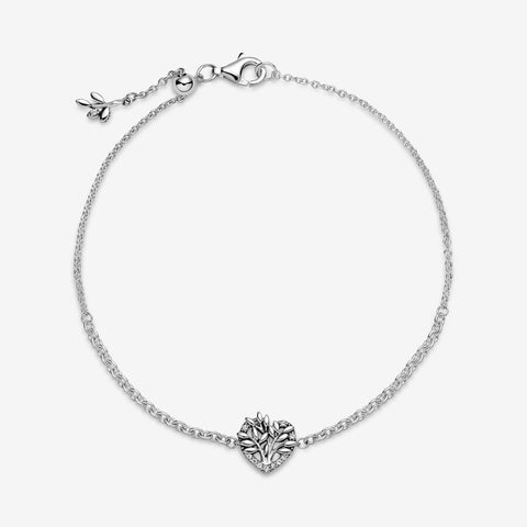 925 SS Luxury Heart Shaped Family Tree Chain Bracelet