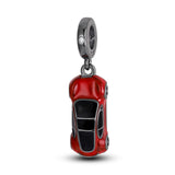 925 Sterling Silver Red Sports Car Dangle Charm