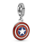 925 Sterling Silver American Hero Dangle Shield Charm
