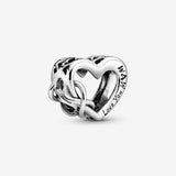 925 Sterling Silver The Love You Mom Infinity Open Heart Charm