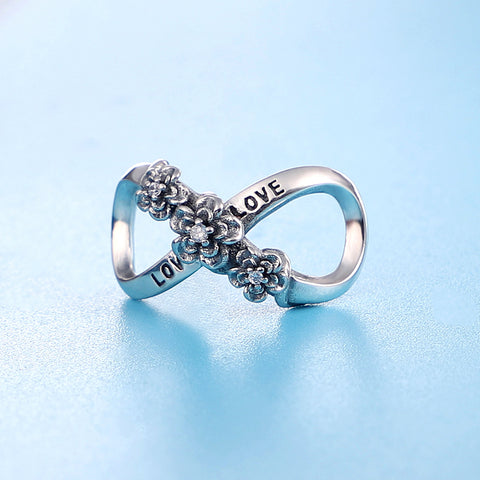 925 Sterling Silver Infinity Flower Wrap Charm