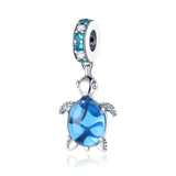 925 Sterling Silver Blue Sea Turtle Dangle Charm
