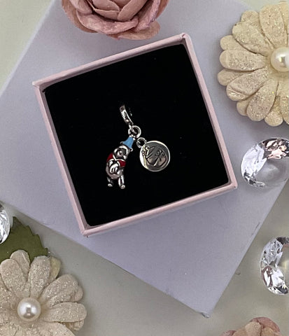 925 Sterling Silver Happy Birthday Tag Winnie the Pooh Dangle Charm