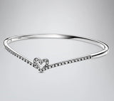 925 SS Luxury Hollow Heart Bangle Bracelet