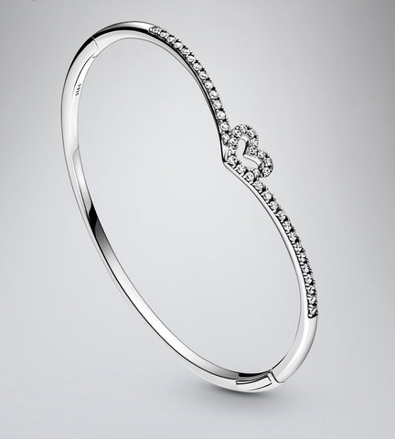 925 SS Luxury Hollow Heart Bangle Bracelet
