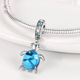 925 Sterling Silver Blue Sea Turtle Dangle Charm