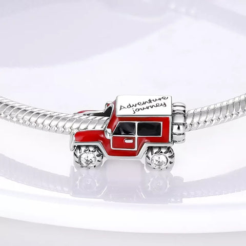 925 Sterling Silver Luxury Red Beep Jeep Charm