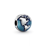 925 Sterling Silver Luxury Blue Globe Clip Charm