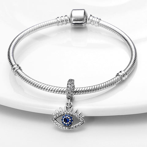 925 Sterling Silver Magic Blue Eye Dangled Charm
