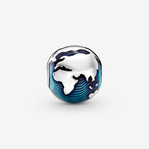 925 Sterling Silver Luxury Blue Globe Clip Charm